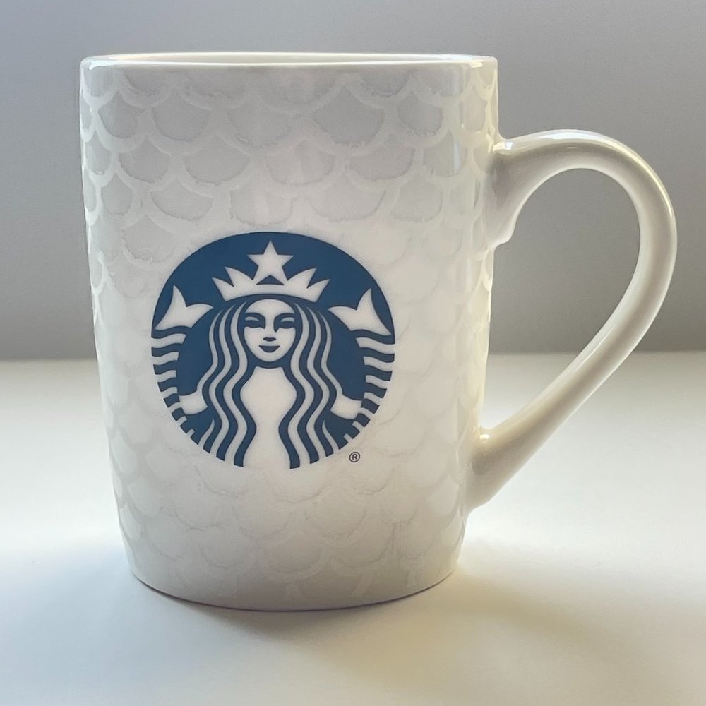 STARBUCKS COFFEE CO TEA MUG CUP 2020 BLACK AND WHITE MERMAID SCALES 10 OZ.